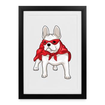 French Bulldog Superhero Cloak - Framed poster (27 × 37 cm) - black - Front