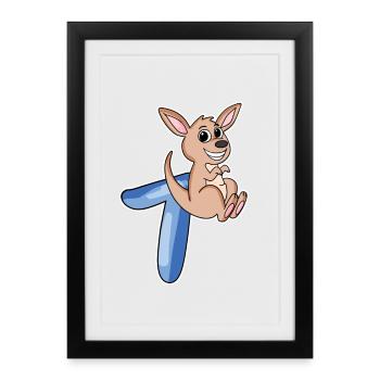 7e anniversaire Motif Kangourou - Sept ans - Affiche encadrée (27 × 37 cm) - noir - Devant