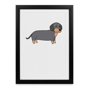 Dackel Dachshund Teckel - Affiche encadrée (27 × 37 cm) - noir - Devant