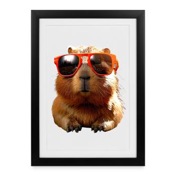 Capybara Sunglasses Be Capy Capybara Rodent - Framed poster (27 × 37 cm) - black - Front