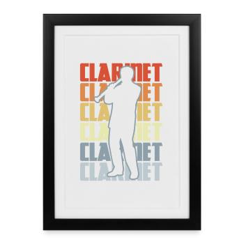 Clarinette vintage - Affiche encadrée (27 × 37 cm) - noir - Devant