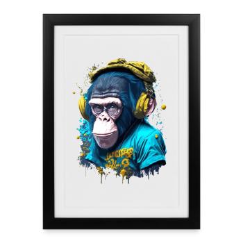 Singe emblématique - Affiche encadrée (27 × 37 cm) - noir - Devant