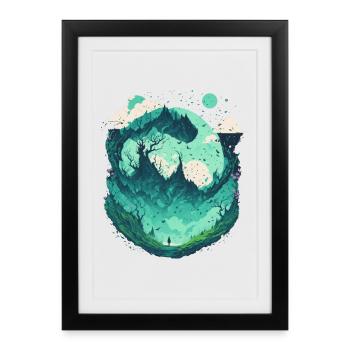 Fantasy Wonderland Fairytale Forest - Affiche encadrée (27 × 37 cm) - noir - Devant