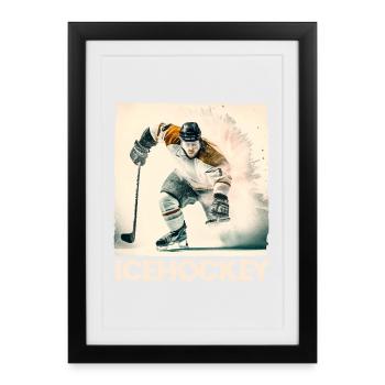 Joueur de hockey sur glace - Affiche encadrée (27 × 37 cm) - noir - Devant