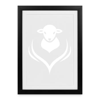 Agneau Agneau Mouton Berger - Affiche encadrée (27 × 37 cm) - noir - Devant