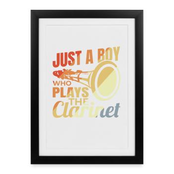 Jeune clarinettiste - Affiche encadrée (27 × 37 cm) - noir - Devant