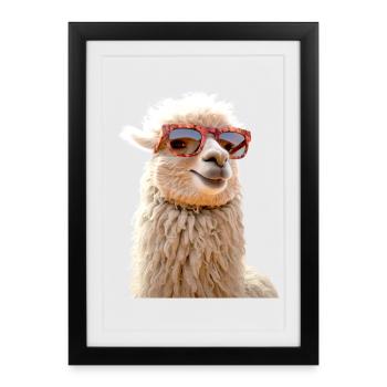 Alpaca Sunglasses Lama Dad Mom Love Alpacas - Framed poster (27 × 37 cm) - black - Front