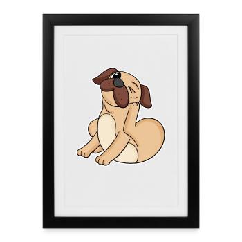Carlin Chien Race Chien Chiens - Affiche encadrée (27 × 37 cm) - noir - Devant