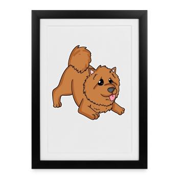 Chow Chow Hunderasse Hund Hunde - Gerahmtes Poster (27 × 37 cm) - Schwarz - Vorne