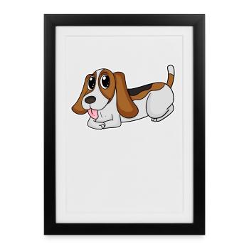 Basset Hound Dog Races Dog Dogs - Affiche encadrée (27 × 37 cm) - noir - Devant