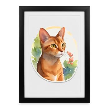 Chat abyssin - Affiche encadrée (27 × 37 cm) - noir - Devant