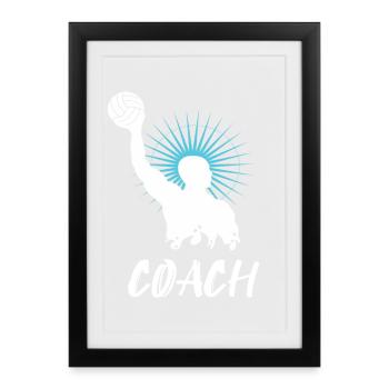 Entraîneur de water-polo water-polo - Affiche encadrée (27 × 37 cm) - noir - Devant