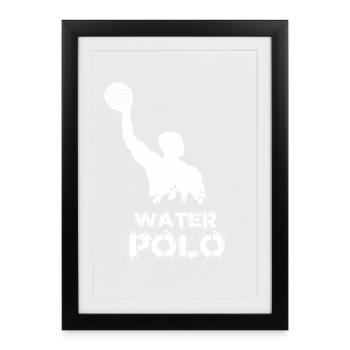 Wasserball Silhouette Water Polo Sports - Affiche encadrée (27 × 37 cm) - noir - Devant