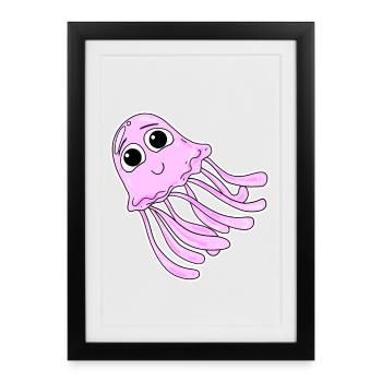 Méduse motif rose - Affiche encadrée (27 × 37 cm) - noir - Devant