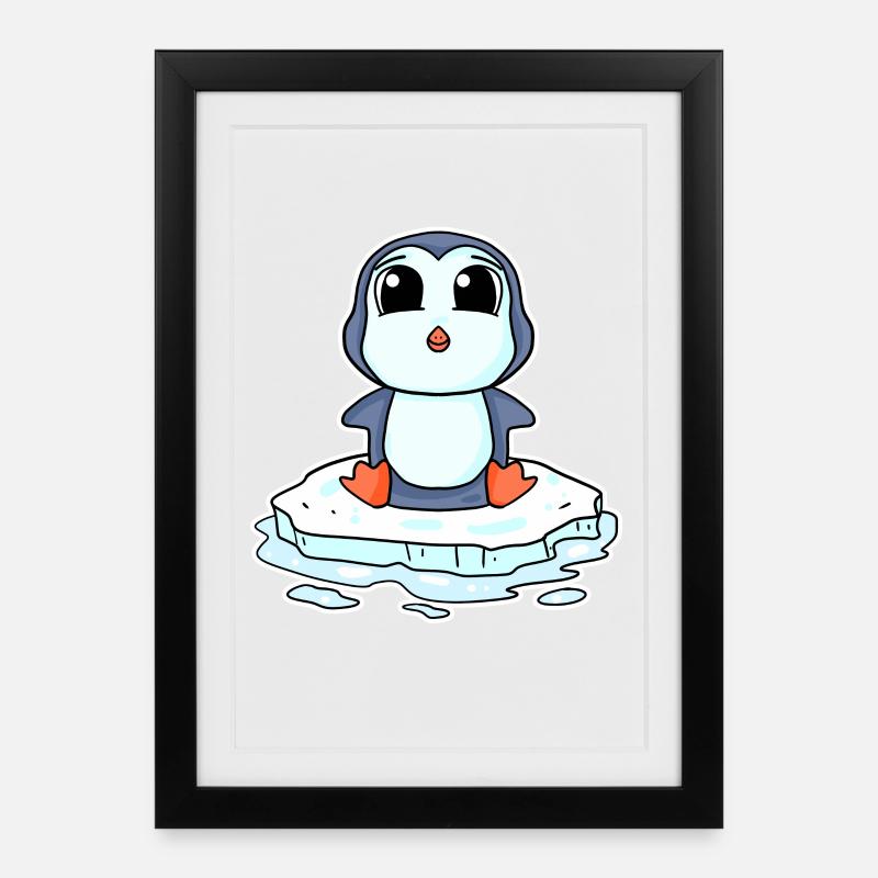 Pinguin Pinguine - Gerahmtes Poster (27 × 37 cm) - Schwarz