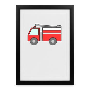 Fire Brigade Car - Framed poster (27 × 37 cm) - black - Front