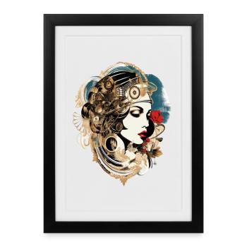 Aesthetic Woman with Technology Motif - Framed poster (27 × 37 cm) - black - Front