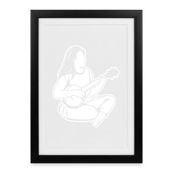 Banjo Fille - Affiche encadrée (27 × 37 cm) - noir - Devant