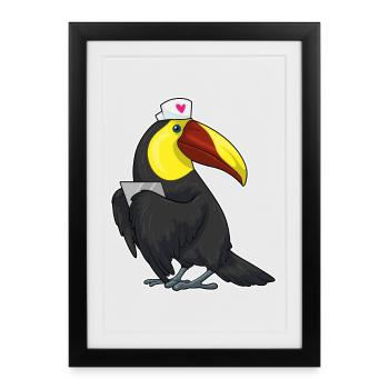 Infirmière toucan - Affiche encadrée (27 × 37 cm) - noir - Devant