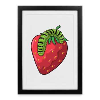 Fraise chenille - Affiche encadrée (27 × 37 cm) - noir - Devant