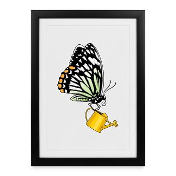Arrosoir à papillons - Affiche encadrée (27 × 37 cm) - noir - Devant