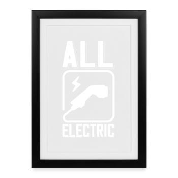 All Electric Supercharge - for electric car fans - Framed poster (27 × 37 cm) - black - Front