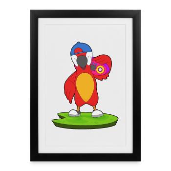 Musique de blaster du ghetto perroquet - Affiche encadrée (27 × 37 cm) - noir - Devant