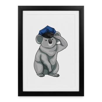 Koala Policeman Police Cap Police - Framed poster (27 × 37 cm) - black - Front
