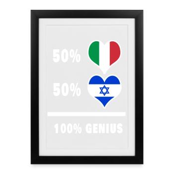 Drapeaux 100% fantastiques pour Israël et l’Italie - Affiche encadrée (27 × 37 cm) - noir - Devant