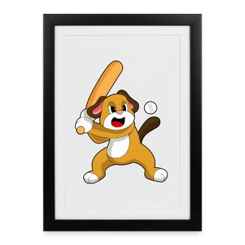 Dog Baseball Baseball Bats - Framed poster (27 × 37 cm) - black - Front
