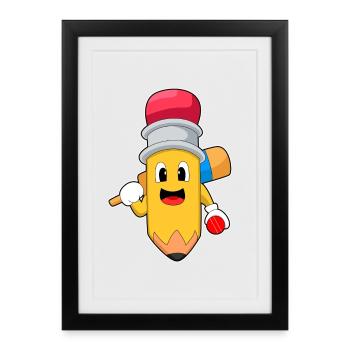 Pencil Cricket Cricket Bats - Framed poster (27 × 37 cm) - black - Front