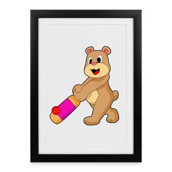 Bear Cricket Cricket Bats - Framed poster (27 × 37 cm) - black - Front