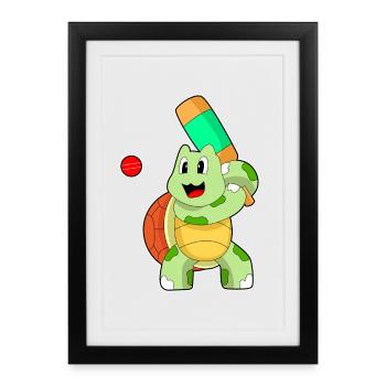 Turtle Cricket Cricket Bats - Framed poster (27 × 37 cm) - black - Front