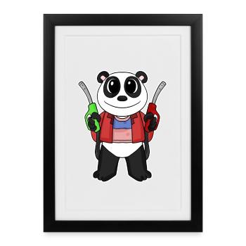 Préposé à la station-service Panda station-service - Affiche encadrée (27 × 37 cm) - noir - Devant