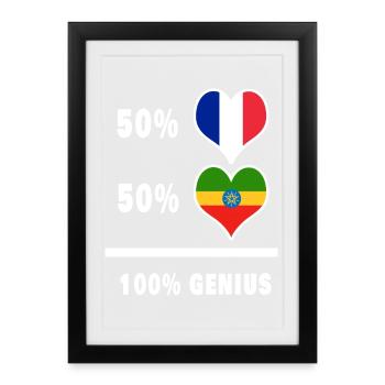 100% awesome flag of Ethiopia and France - Framed poster (27 × 37 cm) - black - Front