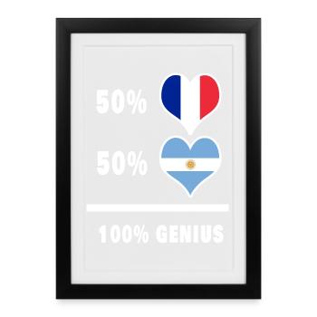 Drapeau 100% génial de l'Argentine et de la France - Affiche encadrée (27 × 37 cm) - noir - Devant