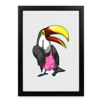 Ciseaux de coiffure Toucan - Affiche encadrée (27 × 37 cm) - noir - Devant