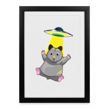 Hamster Spaceship Space - Affiche encadrée (27 × 37 cm) - noir - Devant