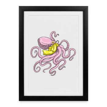 Echarpe de pieuvre - Affiche encadrée (27 × 37 cm) - noir - Devant