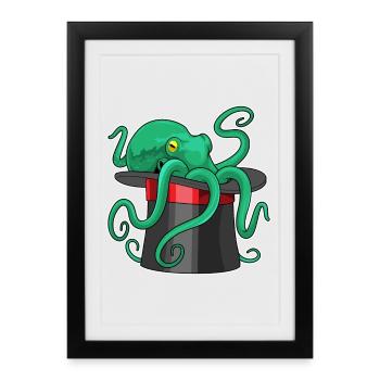 Octopus Wizard Cylindre - Affiche encadrée (27 × 37 cm) - noir - Devant