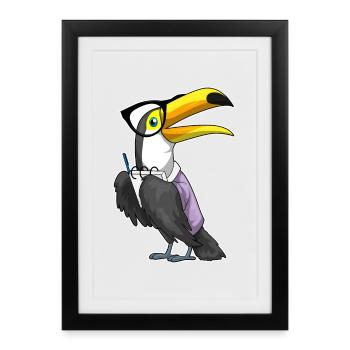 Bureau des lunettes de secrétaire du toucan - Affiche encadrée (27 × 37 cm) - noir - Devant