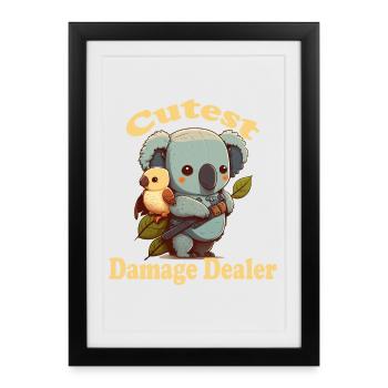 Mignon causer des dégâts koala ours avec petit vog - Affiche encadrée (27 × 37 cm) - noir - Devant