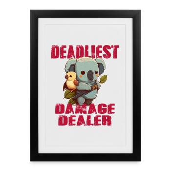 Deadliest damage bringer: koala bear with bird - Framed poster (27 × 37 cm) - black - Front