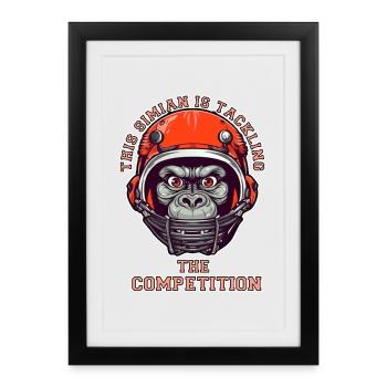 self-confident monkey accepts the challenge - Framed poster (27 × 37 cm) - black - Front