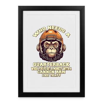Motiver le singe quaterback - Affiche encadrée (27 × 37 cm) - noir - Devant