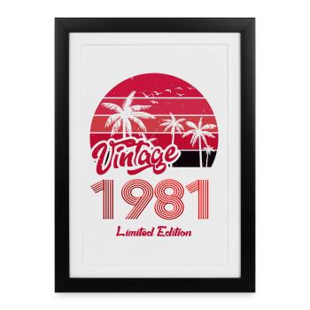 Vintage Year 1981 Limited Edition Red - Framed poster (27 × 37 cm) - black - Front