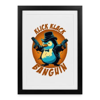 Click clack pingouin pingouin avec des fusils - Affiche encadrée (27 × 37 cm) - noir - Devant