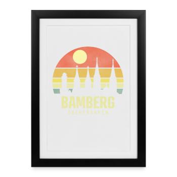 Bamberg Bamberg Ville de Haute-Franconie Coordonnées - Affiche encadrée (27 × 37 cm) - noir - Devant