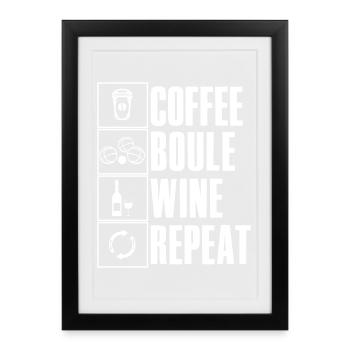 Café Boule Vin Ripeat Dicton pour Bouler - Affiche encadrée (27 × 37 cm) - noir - Devant