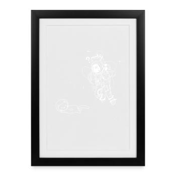 Funny Animal Cat in Space Astronaut - Framed poster (27 × 37 cm) - black - Front